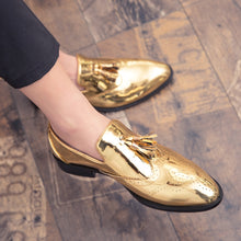 Cargar imagen en el visor de la galería, Men's Footwear Fashion Patent Leather Shoes Brand Gold Driving shoes - FUCHEETAH