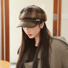 Load image into Gallery viewer, British Style Retro Plaid Octagonal Hat Autumn And Winter