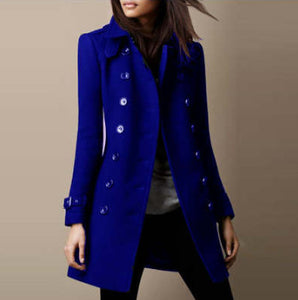 Ladies Spring Long Jacket Wool Trench Coat