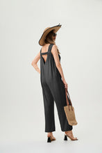 Charger l&#39;image dans la galerie, Women&#39;s Linen Jumpsuit - Comfortable And Breathable, Elastic Back With Classic H-Line Design And Pockets, Available In Black Apricot And Orange Red