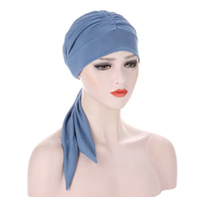 Cargar imagen en el visor de la galería, Pure Color Crystal Hemp Long Tail Bow Turban Hat