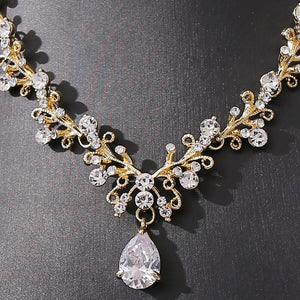 Bridal Rhinestone Zircon Earring Necklace set for Occasions