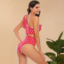 Cargar imagen en el visor de la galería, Flounced One-shoulder Bikini High Waist Swimming Trunks Swimsuit Set