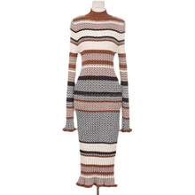 Charger l&#39;image dans la galerie, Autumn And Winter Retro Mixed Color Stripe Long Dress