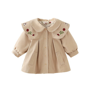 Autumn New Simple Casual Children Long Sleeve Khaki Trench Kids Coat