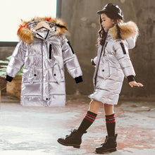 Cargar imagen en el visor de la galería, Children&#39;s bronzing shiny large fur collar cotton coat