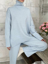 Charger l&#39;image dans la galerie, 2 Pieces Women Sets Knitted Tracksuit Turtleneck Sweater