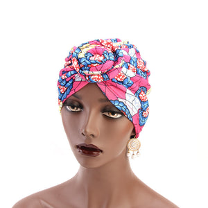 Ladies wind swirl knotted turban hat