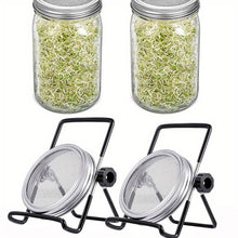 Cargar imagen en el visor de la galería, 2pcs, Mason Jar Stainless Steel Sprouting Stands + 2 Pcs Stainless Steel Sprouting Germination Jar Lids