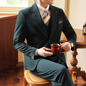 High-end Wedding Bridegroom Suit Closure Collar Suit Three-piece Suit Men