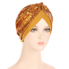 Load image into Gallery viewer, New Multi-color Sequins Before And After A Needle Sequins Turban Hat