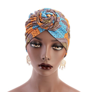 Ladies wind swirl knotted turban hat