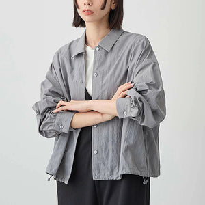 Japanese Style Solid Color Cardigan Shirt Women