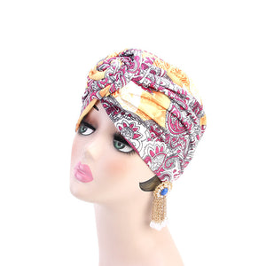 Ladies wind swirl knotted turban hat