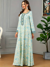 Charger l&#39;image dans la galerie, Allover Print Embroidered Abbaya, Elegant Button Decor Maxi