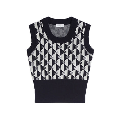 Diamond Jacquard Letter Geometric Vest Vest Women