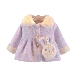 Girls' single-breasted western furry lapel coat