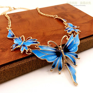 Drop Oil Butterfly Necklace Earring Set for Occasions