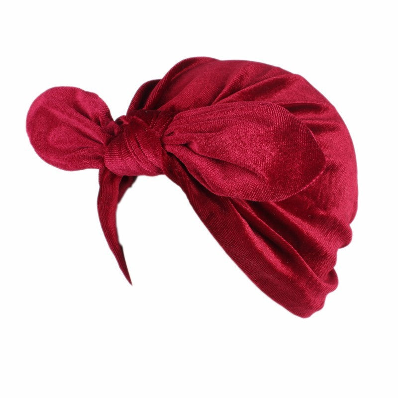 New rabbit ears velvet turban hat