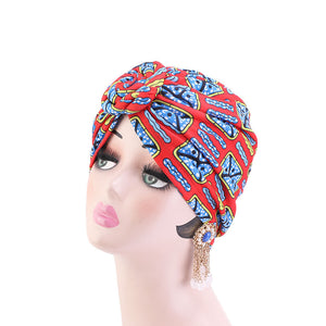 Ladies wind swirl knotted turban hat