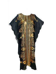 Plus Size Elegant Abbaya, African Sequin Embroidered Translucent Dashiki