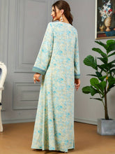 Charger l&#39;image dans la galerie, Allover Print Embroidered Abbaya, Elegant Button Decor Maxi