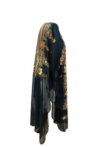 Plus Size Elegant Abbaya, African Sequin Embroidered Translucent Dashiki