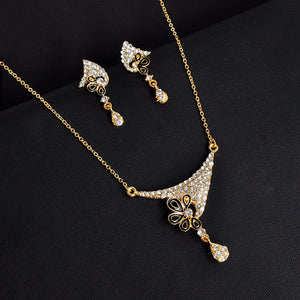 Petal Diamond Pendant Earring Necklace Set