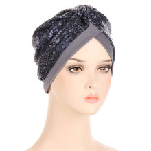 Load image into Gallery viewer, New Multi-color Sequins Before And After A Needle Sequins Turban Hat