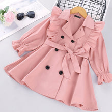 Charger l&#39;image dans la galerie, Girls&#39; Trench Coat With Solid Double-Breasted Jacket