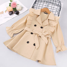 Charger l&#39;image dans la galerie, Girls&#39; Trench Coat With Solid Double-Breasted Jacket