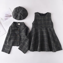 Cargar imagen en el visor de la galería, Kids Three-piece Suit Of Woolen New Vest Skirt Coat Beret