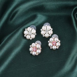 Rhinestone Pearl Snowflake Necklace And Earring Set