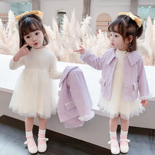 Cargar imagen en el visor de la galería, Girls Long Sleeve Coat Princess Dress Two-piece Suit