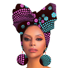 Cargar imagen en el visor de la galería, Fashion Printed Cotton Turban Exaggerated Earrings