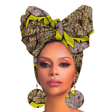 Cargar imagen en el visor de la galería, Fashion Printed Cotton Turban Exaggerated Earrings