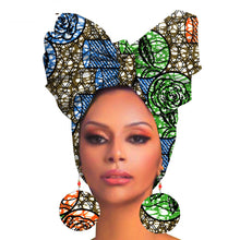 Cargar imagen en el visor de la galería, Fashion Printed Cotton Turban Exaggerated Earrings