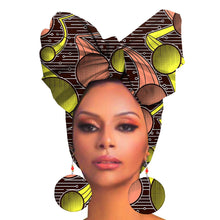 Cargar imagen en el visor de la galería, Fashion Printed Cotton Turban Exaggerated Earrings