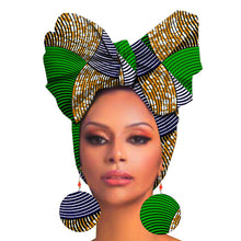 Cargar imagen en el visor de la galería, Fashion Printed Cotton Turban Exaggerated Earrings