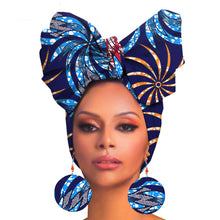 Cargar imagen en el visor de la galería, Fashion Printed Cotton Turban Exaggerated Earrings