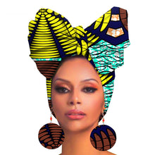 Cargar imagen en el visor de la galería, Fashion Printed Cotton Turban Exaggerated Earrings