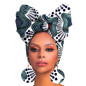 Fashion Printed Cotton Turban Exaggerated Earrings