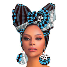 Cargar imagen en el visor de la galería, Fashion Printed Cotton Turban Exaggerated Earrings