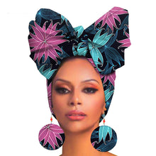 Cargar imagen en el visor de la galería, Fashion Printed Cotton Turban Exaggerated Earrings