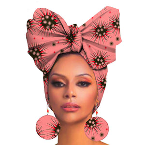 Fashion Printed Cotton Turban Exaggerated Earrings