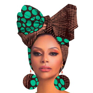 Fashion Printed Cotton Turban Exaggerated Earrings