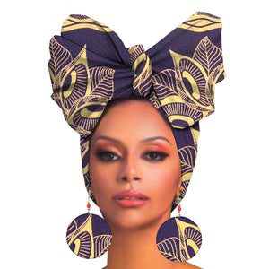 Fashion Printed Cotton Turban Exaggerated Earrings