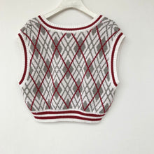 Laden Sie das Bild in den Galerie-Viewer, Li Dashu, Cub Plaid jacquard vest vest, vest and short knitted jacket