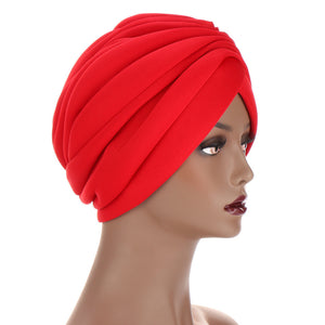 New Headwraps Hats For Women Solid Twist Ruffle Cotton Caps Chemo Beanies Turban Headwear