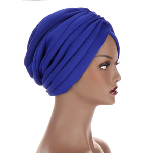 New Headwraps Hats For Women Solid Twist Ruffle Cotton Caps Chemo Beanies Turban Headwear